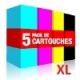 Image du produit pour Pack 5 cartouches compatibles Canon PGI 525 BK + CLI 526 BKCMY - noir x 2, cyan, magenta, jaune