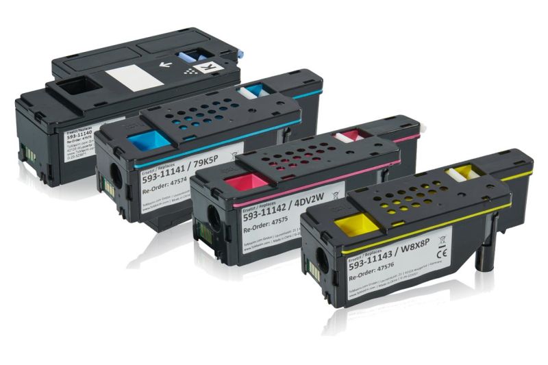 Multipack compatible avec Dell C1700 Series / 1250 / 1350 / 1355 contient 4x Cartouche toner