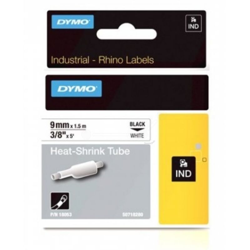 Dymo 18053 - S0718280 Heat Shrink Tubes noire / blanc 9mm x 1