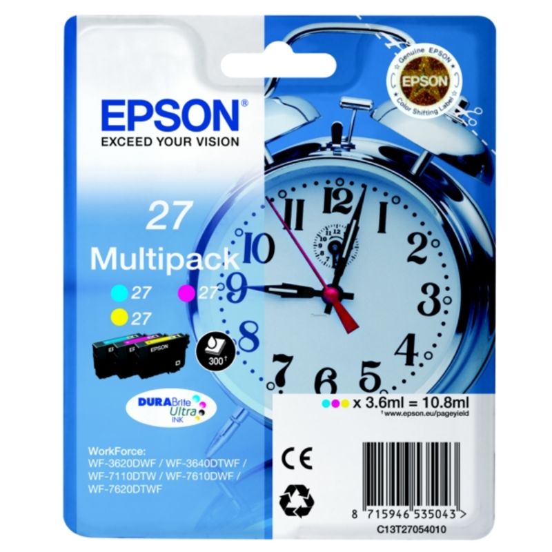 Epson 27 - C13T27054010 Pack 3 cartouches, cyan, magenta, jaune