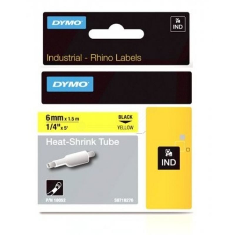 Dymo 18052 - S0718270 Heat Shrink Tubes noire / jaune 6mm x 1