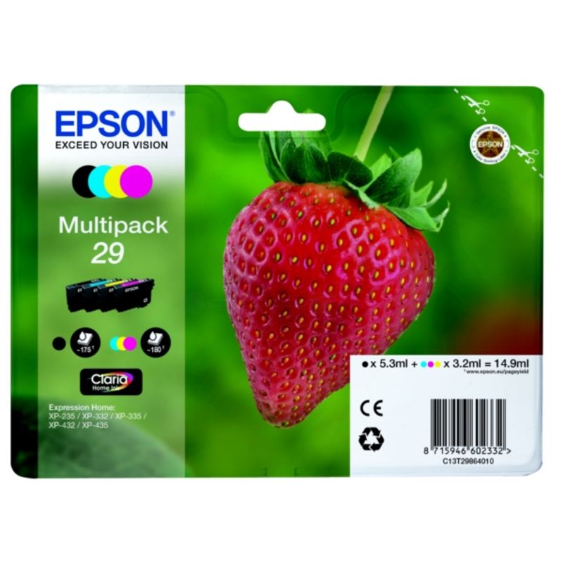 Epson C13T29864010 - 29 Cartouche d'encre multi pack Bk,C,M,Y - fraise