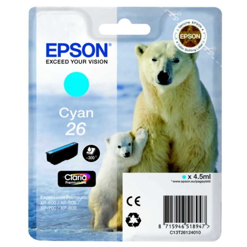 Epson 26 - C13T26124010 Cartouche d'encre cyan