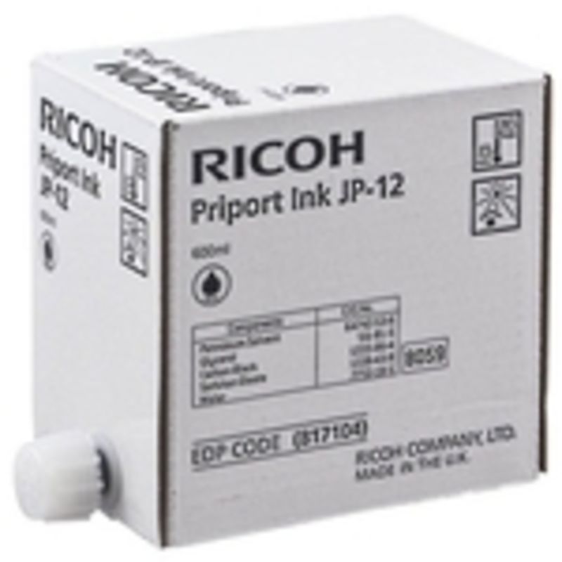 Ricoh 817104 - JP12 Encre noire 600ml UE5 pour Ricoh JP 1030/1235/Priport DX 3240/Priport DX 3440