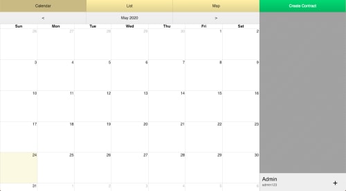 Calendar Page, showing the top nav, and right panel