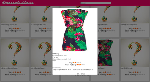 After rating, clicking on an outfit brings up all the info