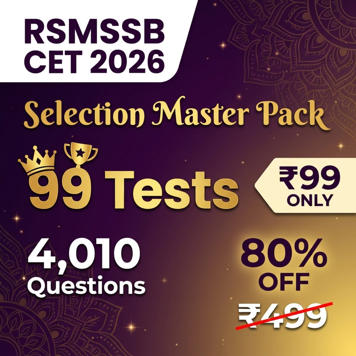 RSMSSB CET 2026 Selection Master Pack (99 Tests)
