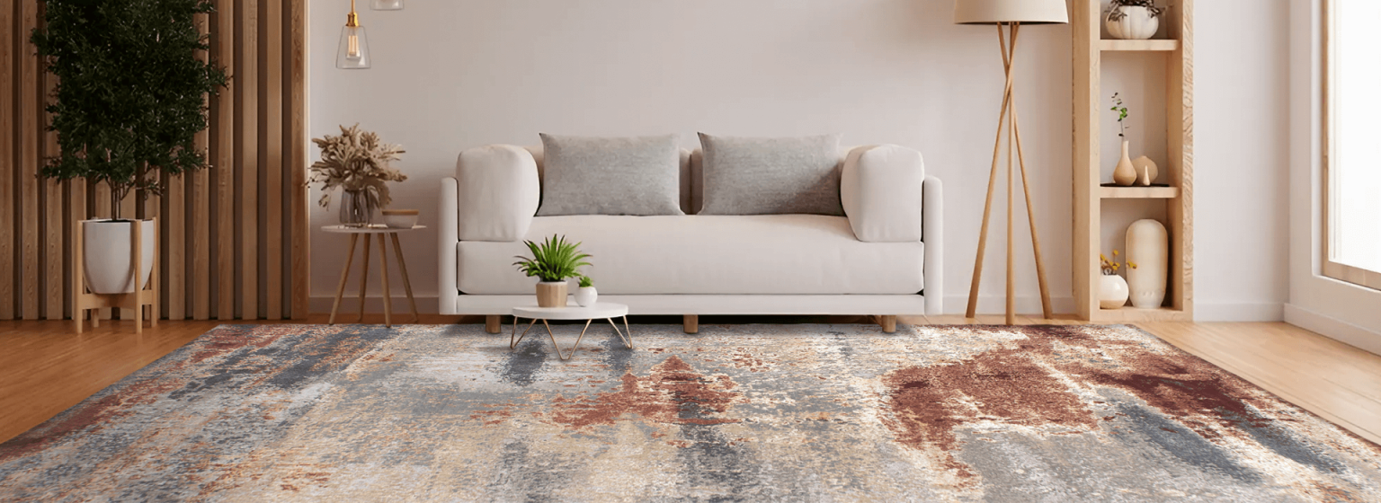 Custom rug on black floor