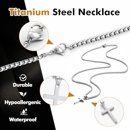 Vue 2 de Collier Croix Homme Acier