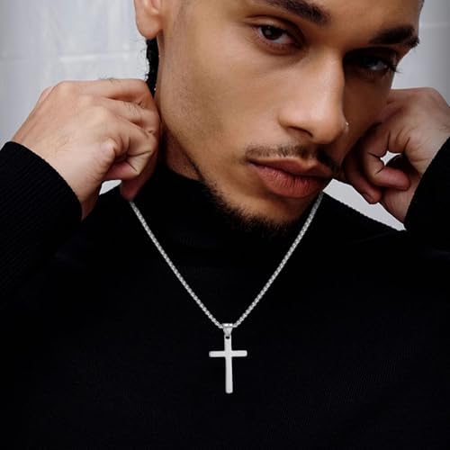 Vue 4 de Collier Croix Homme Acier