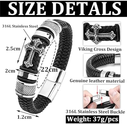 Vue 3 de Bracelet Homme Cuir Bracelet