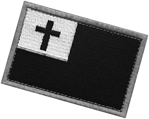 Vue 3 de Drapeau Chretien Brode Crochet