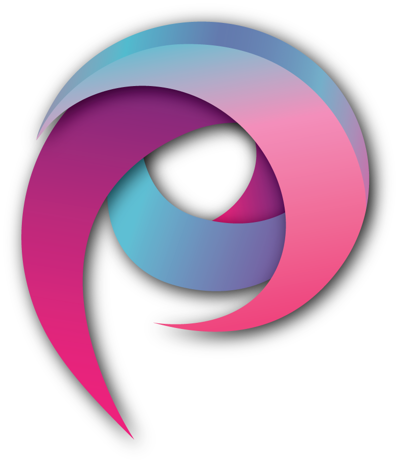 The logo of Pivot Web Development - colorful swirls of purple and pink and blue vaguely form a P