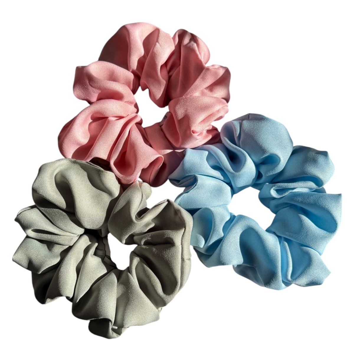 XL Satin Scrunchies Set of 3 –  Handmade No-Pull Hair Ties for Women & Girls – Oversized