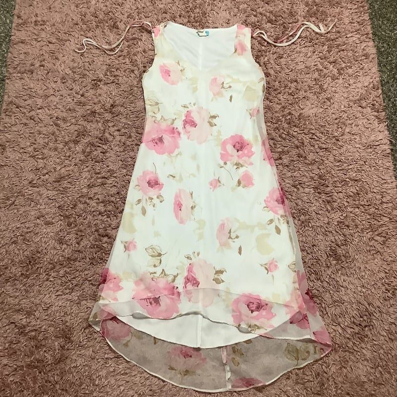 Sluzi Vintage Coquette White Floral Sleeveless Dress