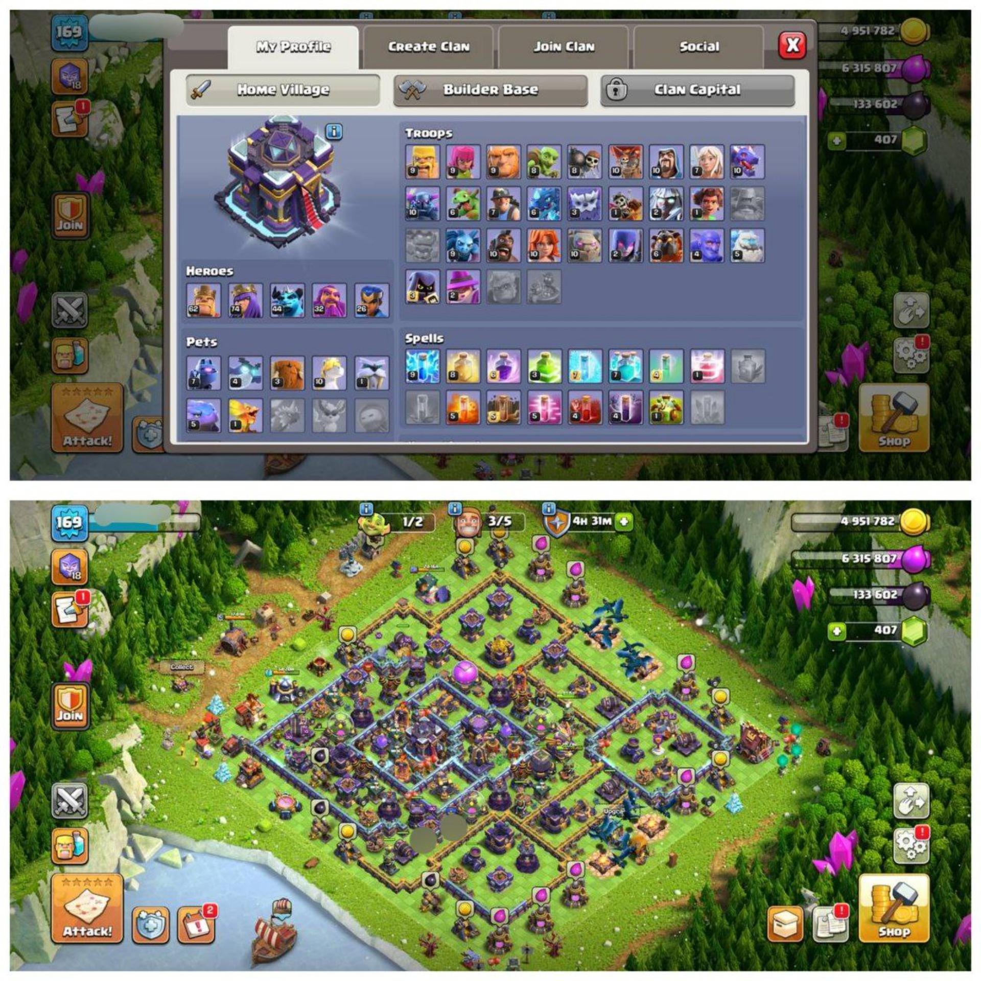 {75% DISCOUNT} TH15 HALF MAX ID⚡️7 EPIC EQUIPMENT⚡️XP-169⚡️HERO 62-74-44-32-26⚡️OP LAB⚡️