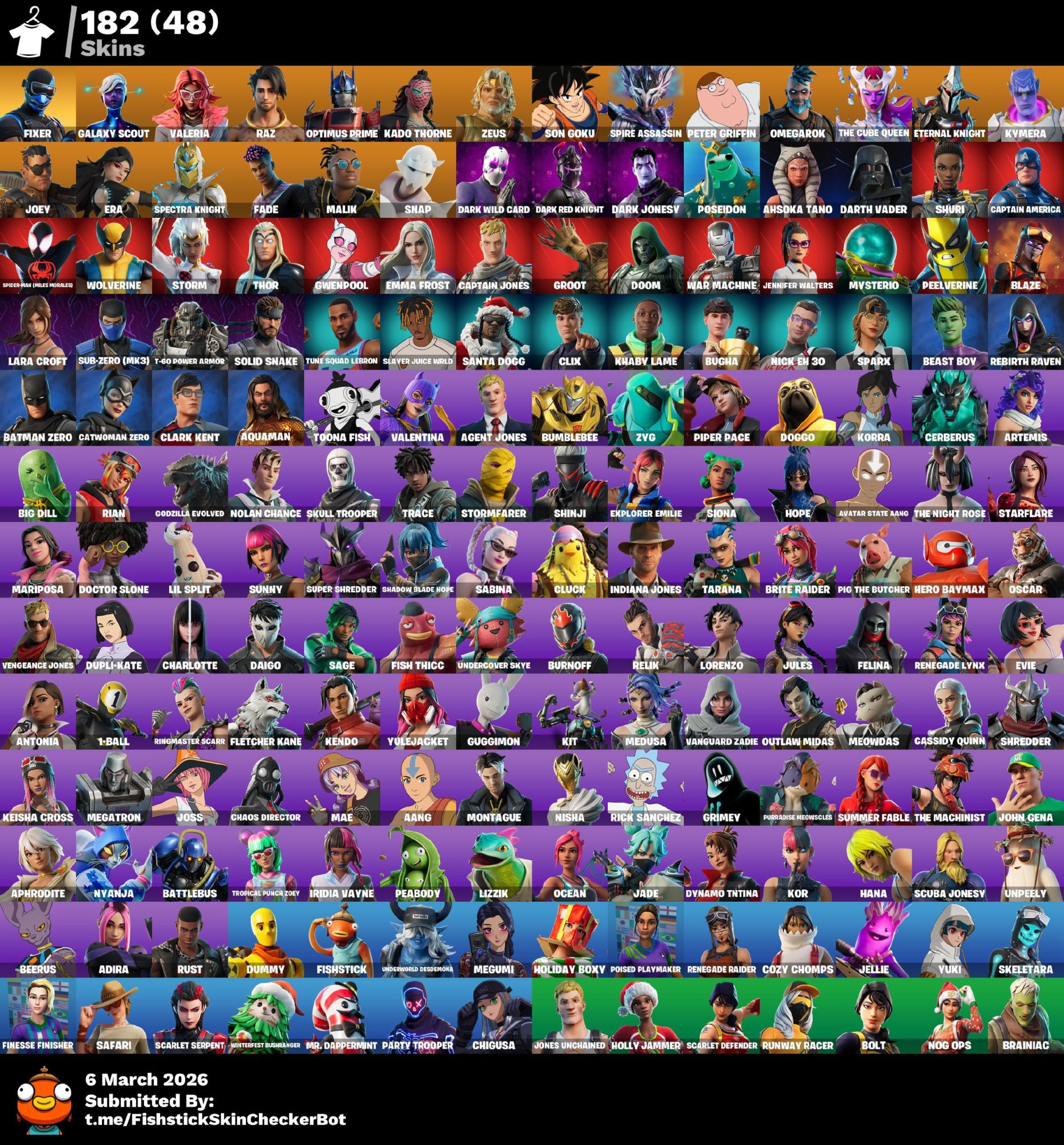 💎 [PC/PSN] 182 SKINS 💎 | 🏆 RENEGADE RAIDER | 🌌 GALAXY SCOUT | 🤖 OPTIMUS PRI