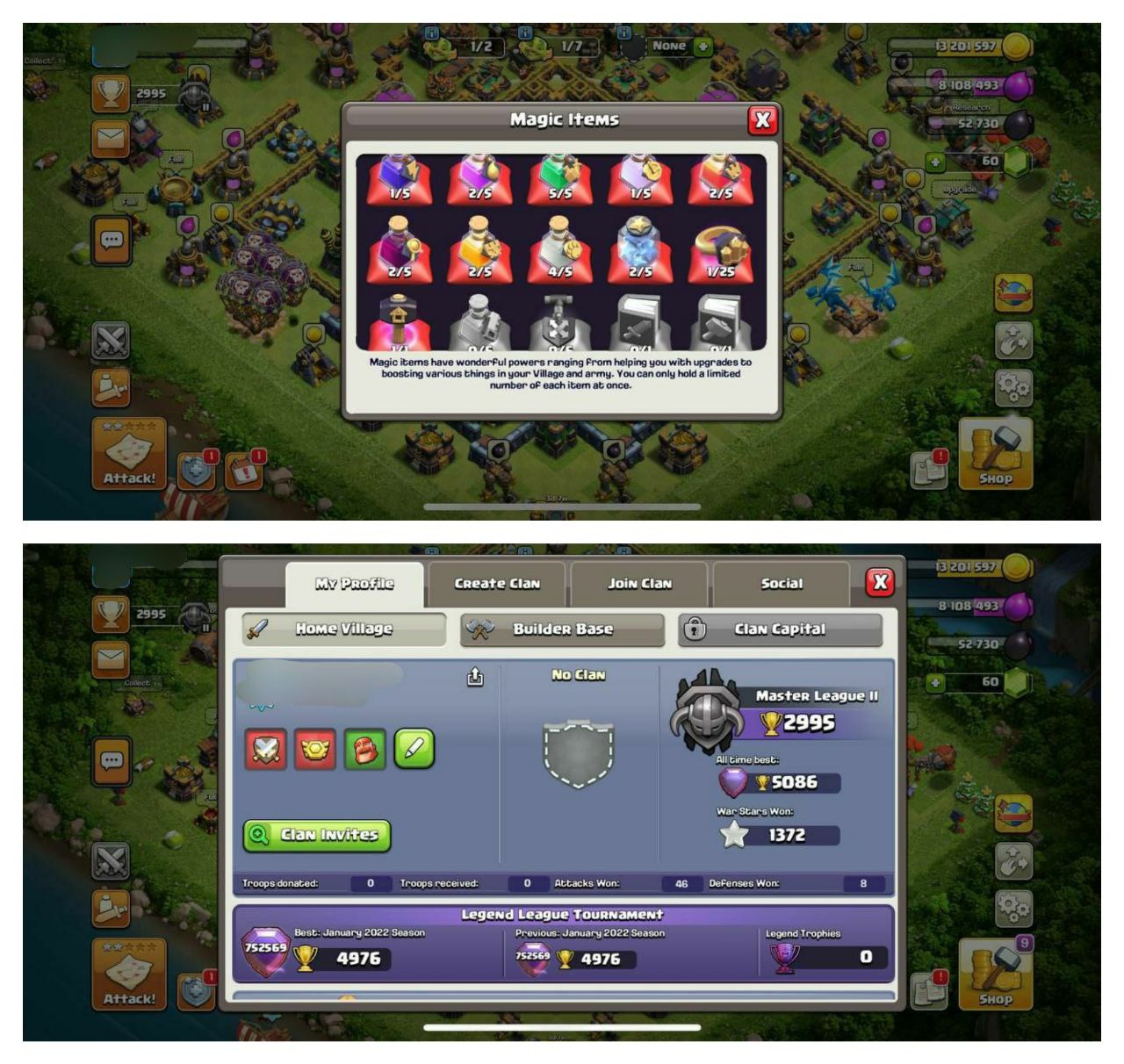 {CRAZY ACCOUNT} TH14 SEMI MAX ⚡️XP-213⚡️HERO 63-80-55-30⚡️MAGIC ITEMS⚡️OP LAB⚡️INSTANT DELIVERY 🚚 2