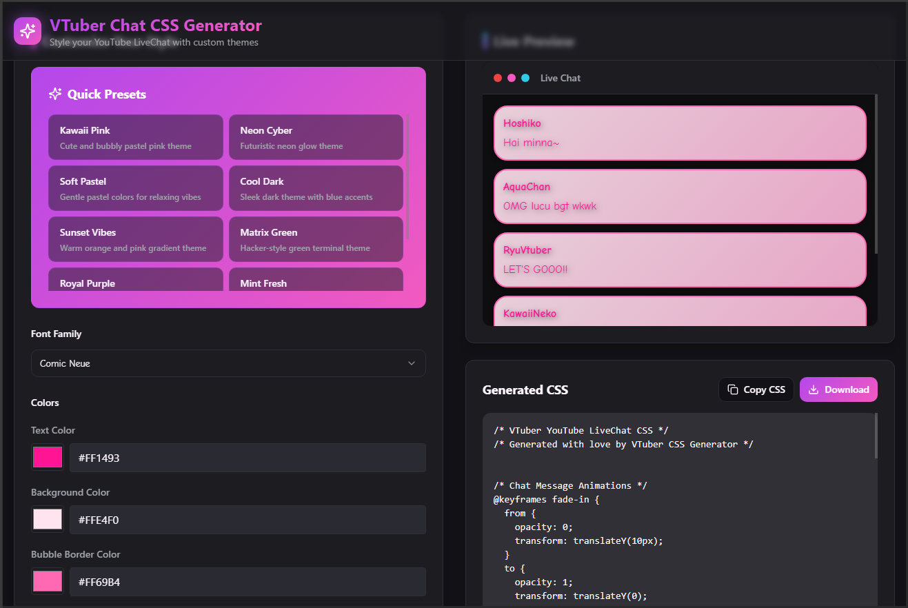ChatStyle Generator Solusi CSS Livechat untuk Streamer dan VTuber Indonesia