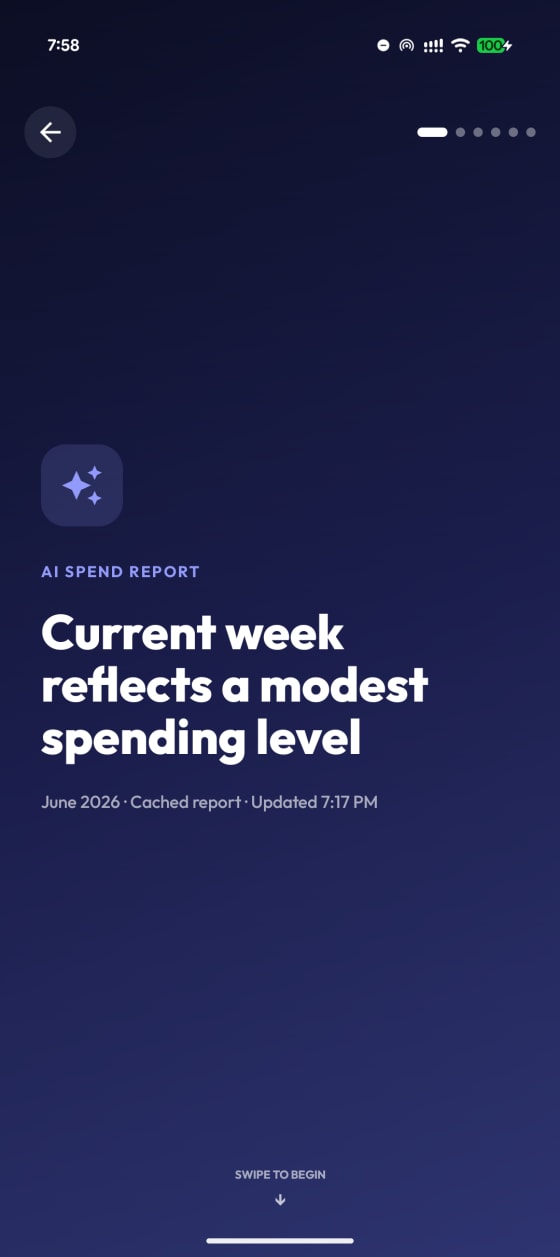 Ledgr AI Spend Report explaining the main weekly spending driver