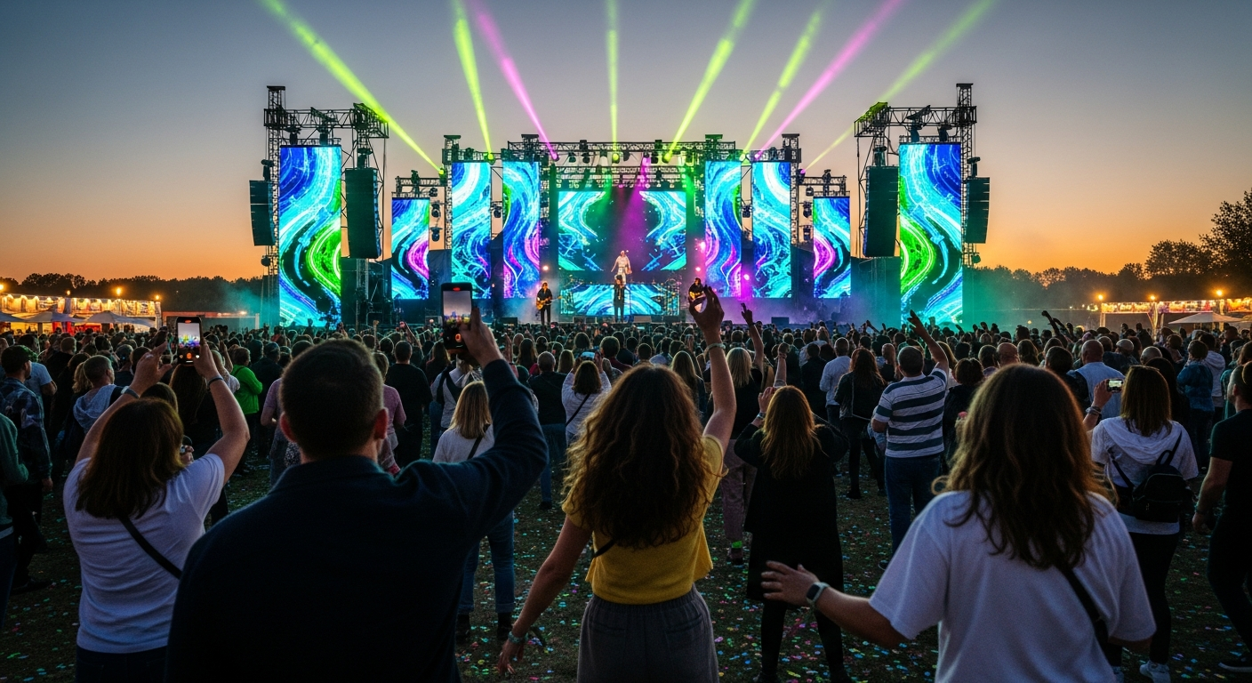A crowd enjoying live entertainment at an outdoor event