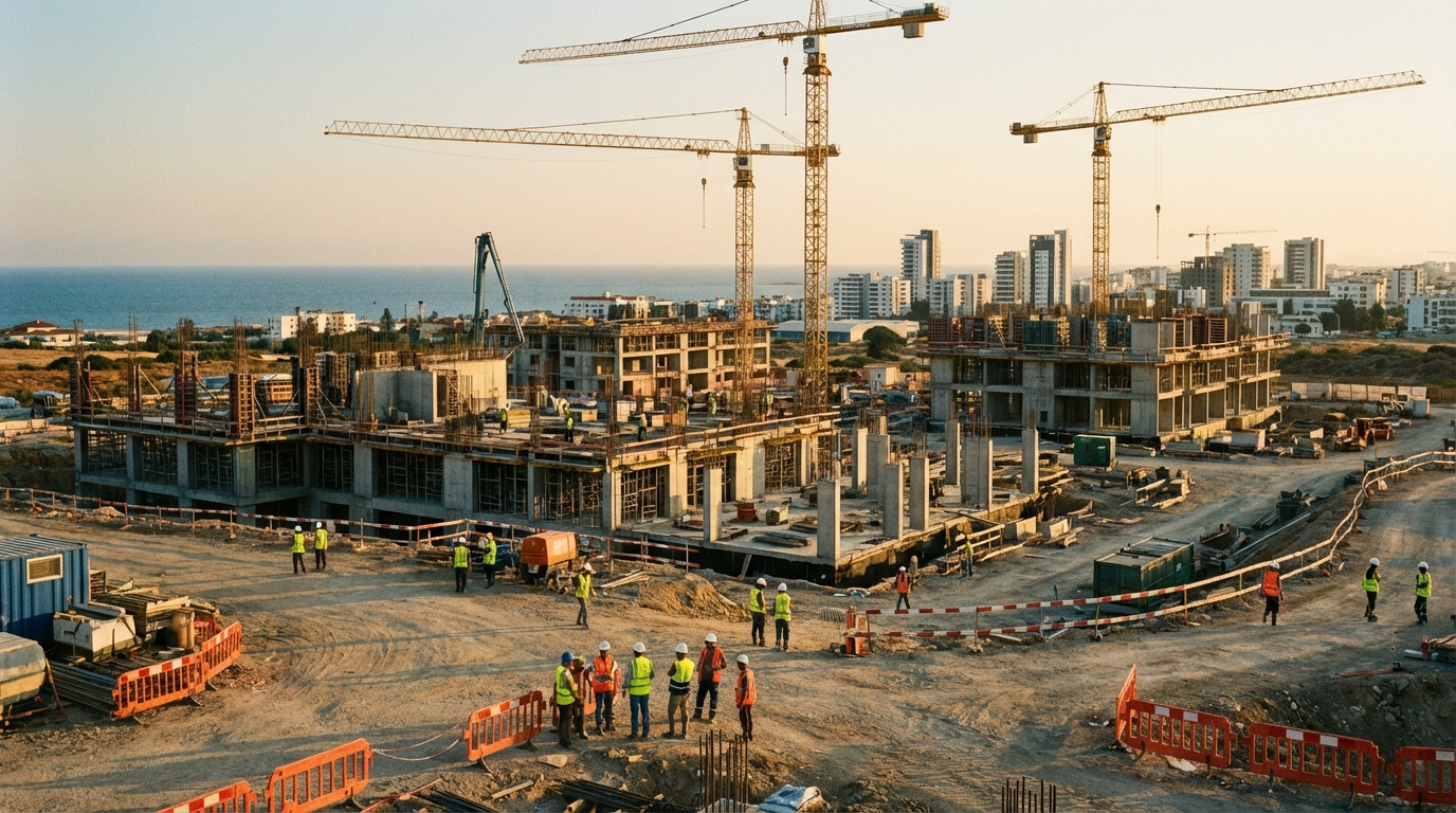 Construction site and urban development skyline in Cyprus