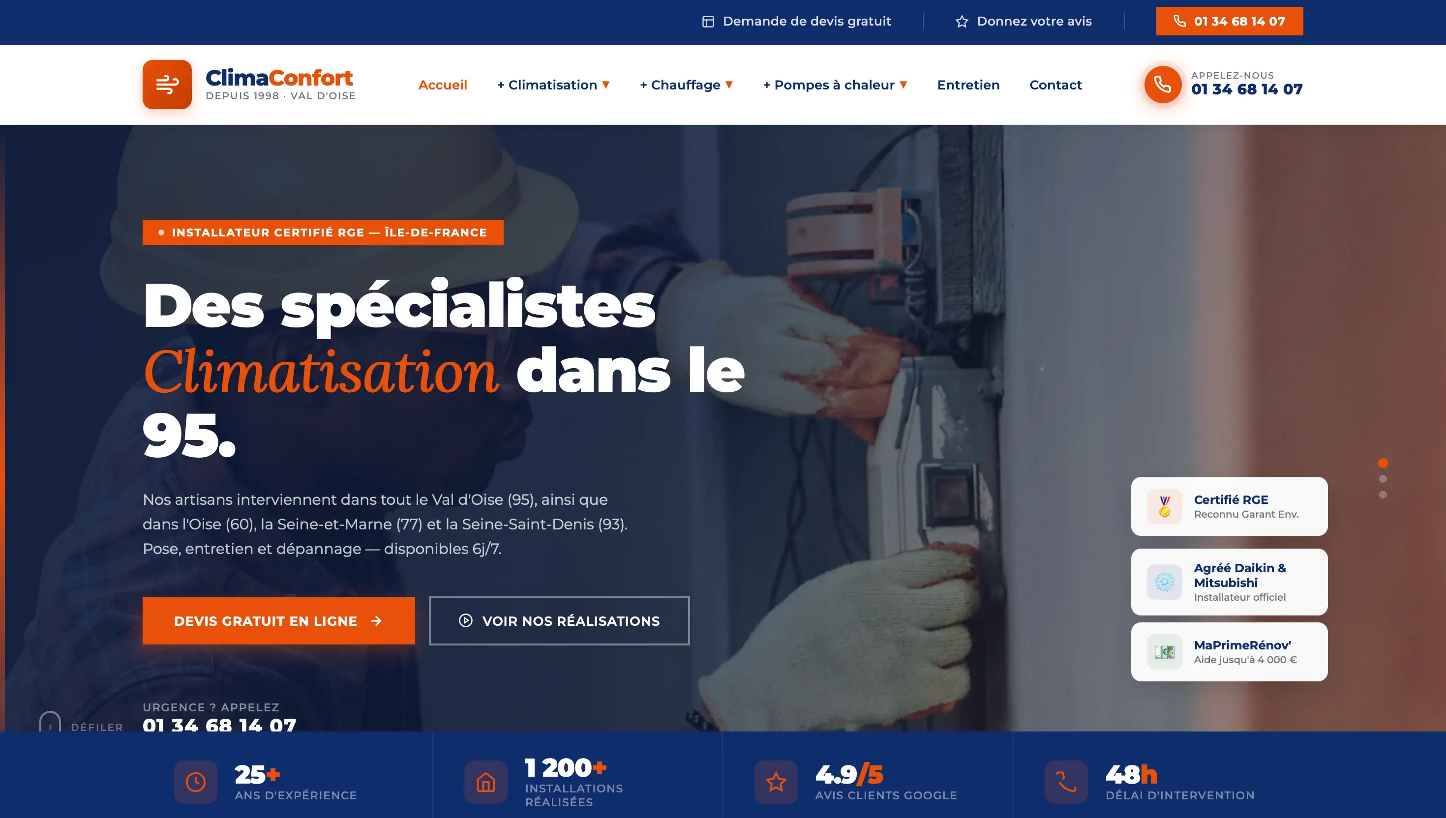 Site internet climatisation – MaPresenceWeb