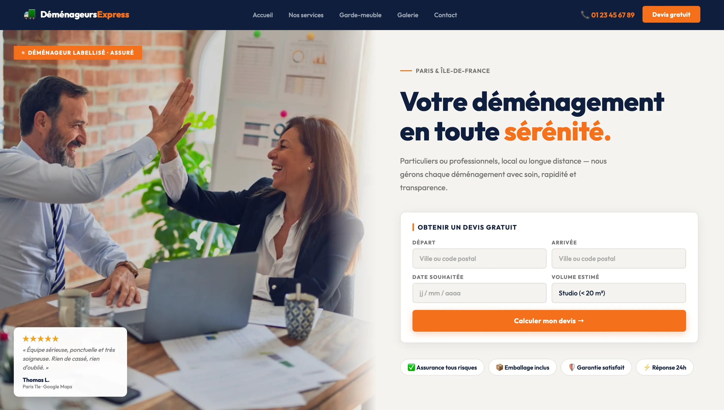 Site internet déménageur professionnel – MaPresenceWeb