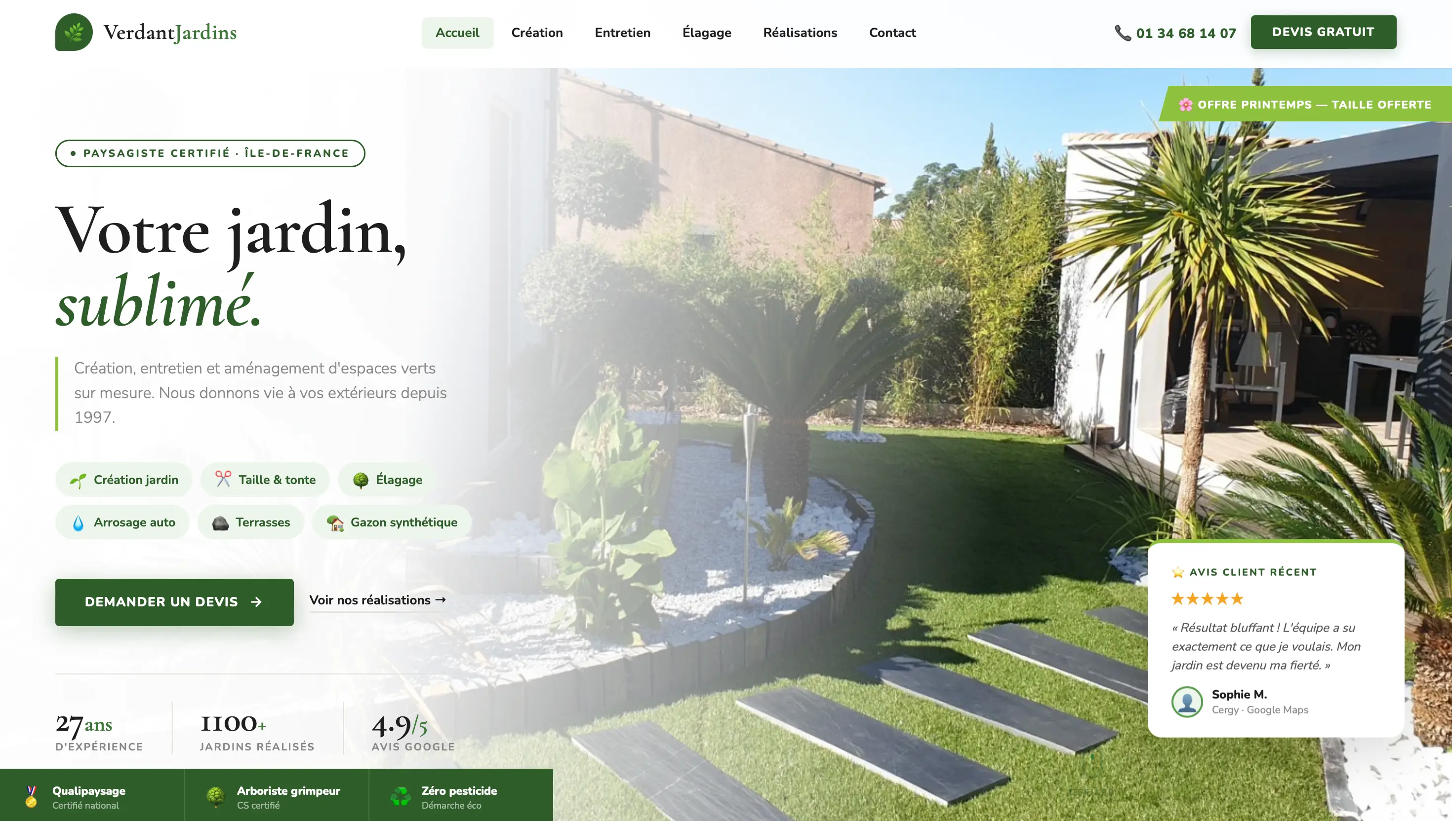 Site internet paysagiste professionnel – MaPresenceWeb