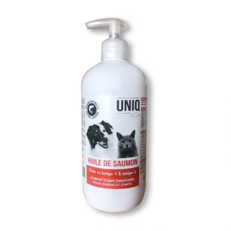  Huile de saumon pour chien et chat / Flacon avec pompe doseuse 500ml (29,90 €/ litre)