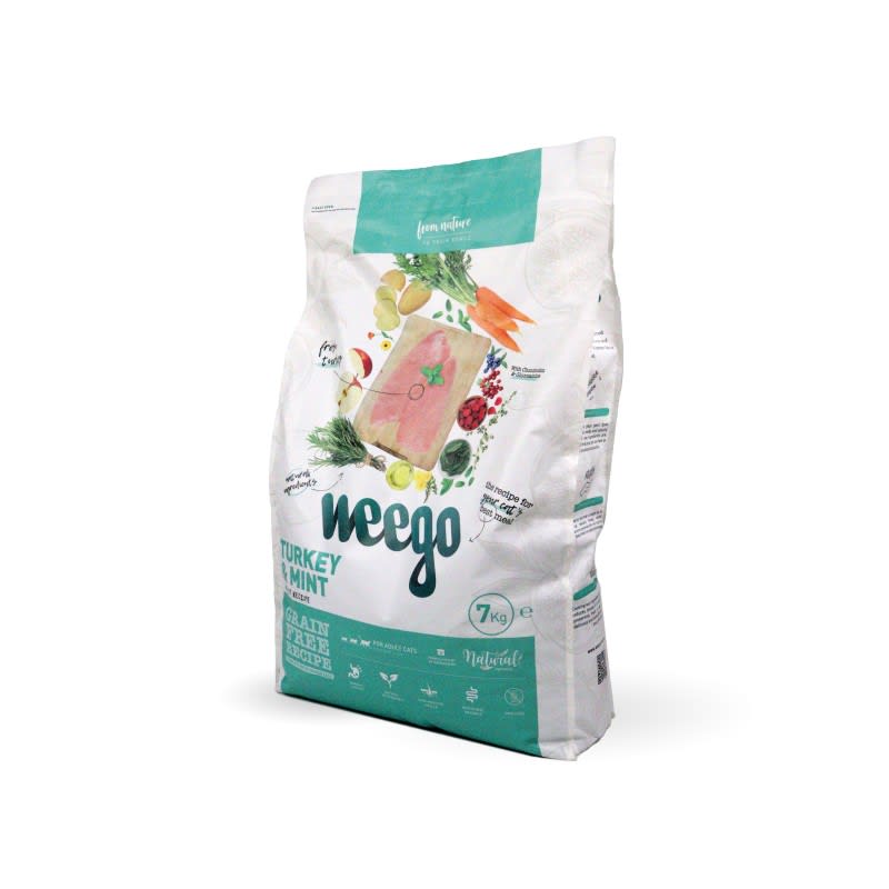 Weego - Croquettes sans céréales pour chat adulte stérilisé - dinde fraîche et saumon 7kg (Prix/kg 7.36)