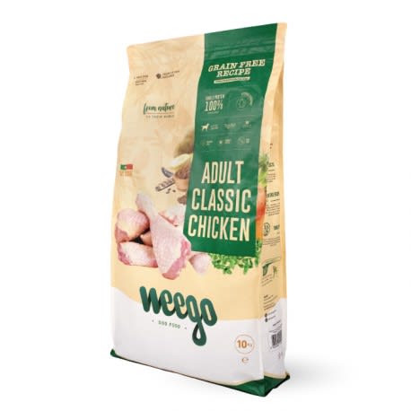 Weego - Croquettes sans céréales pour chien adulte au poulet 10kg (Prix/kg 6.79)