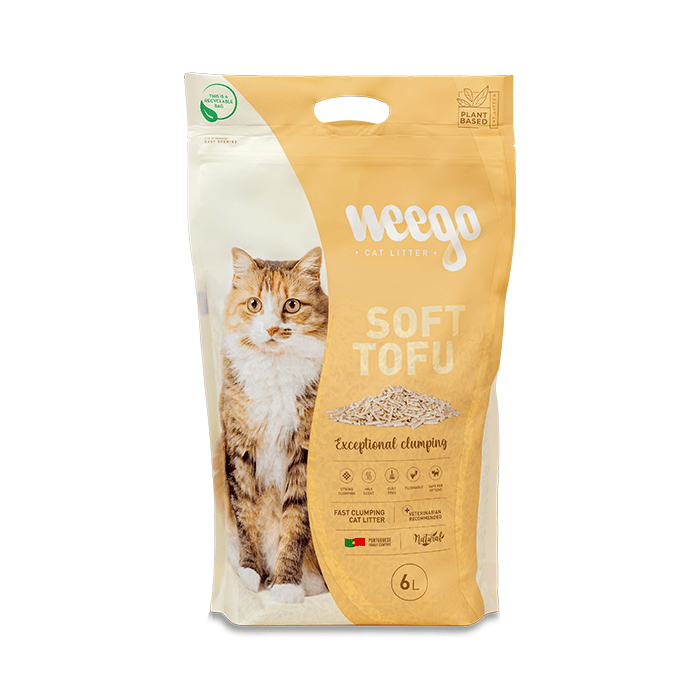 Litière agglomérante au tofu Weego (Prix/litre 1,25)