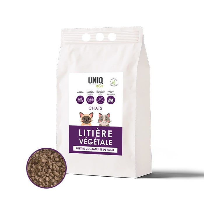 Litière Bio pour chats / compostable et 100% biodégradable Uniq & co (Prix/litre 1,76)