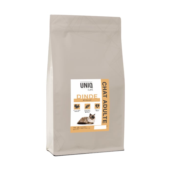 UNIQ Cat – Croquettes hypoallergéniques chat actif – dinde et poulet (Prix/kg 10,40)