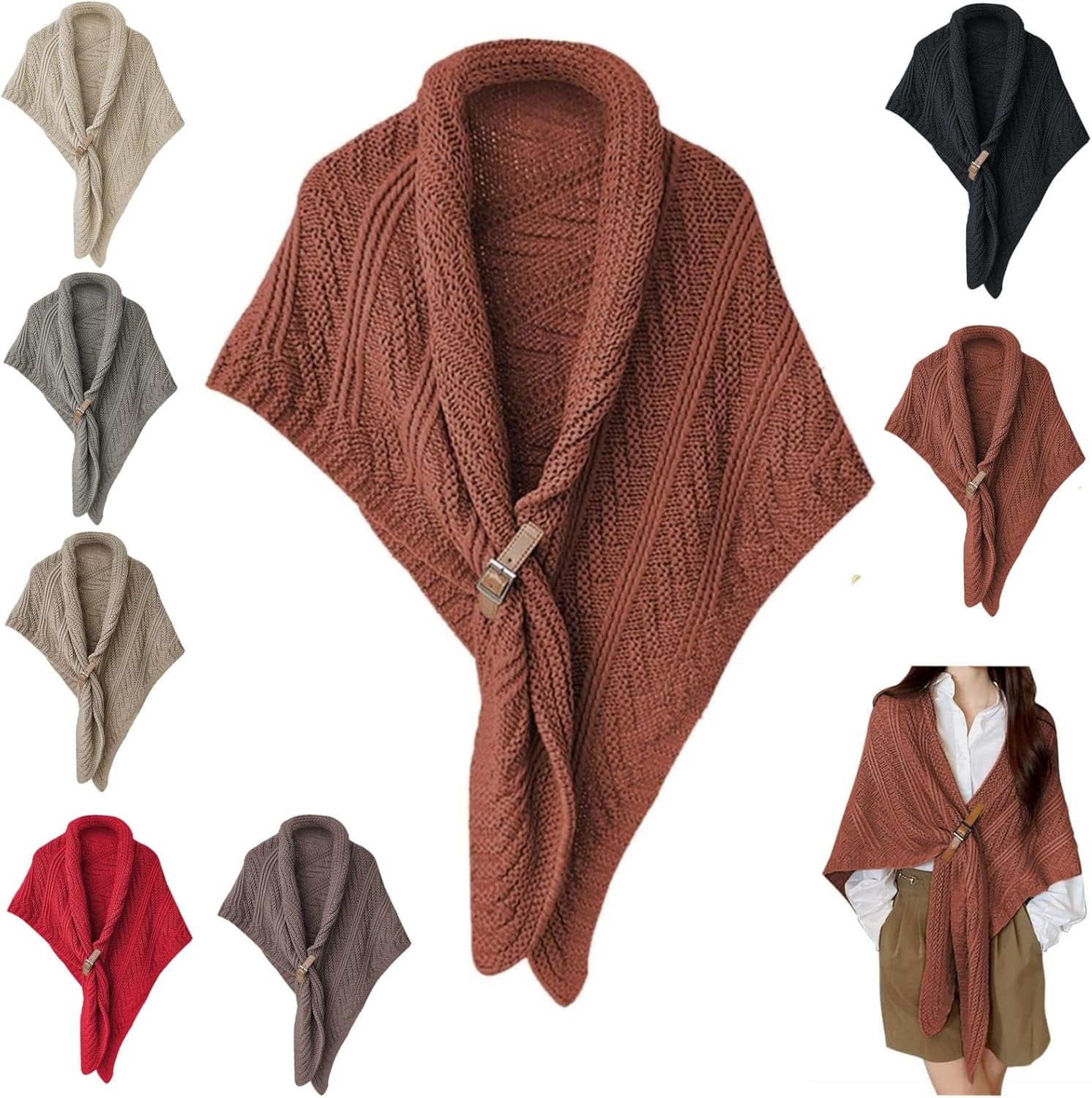 Chale Triangulaire Tricote Avec