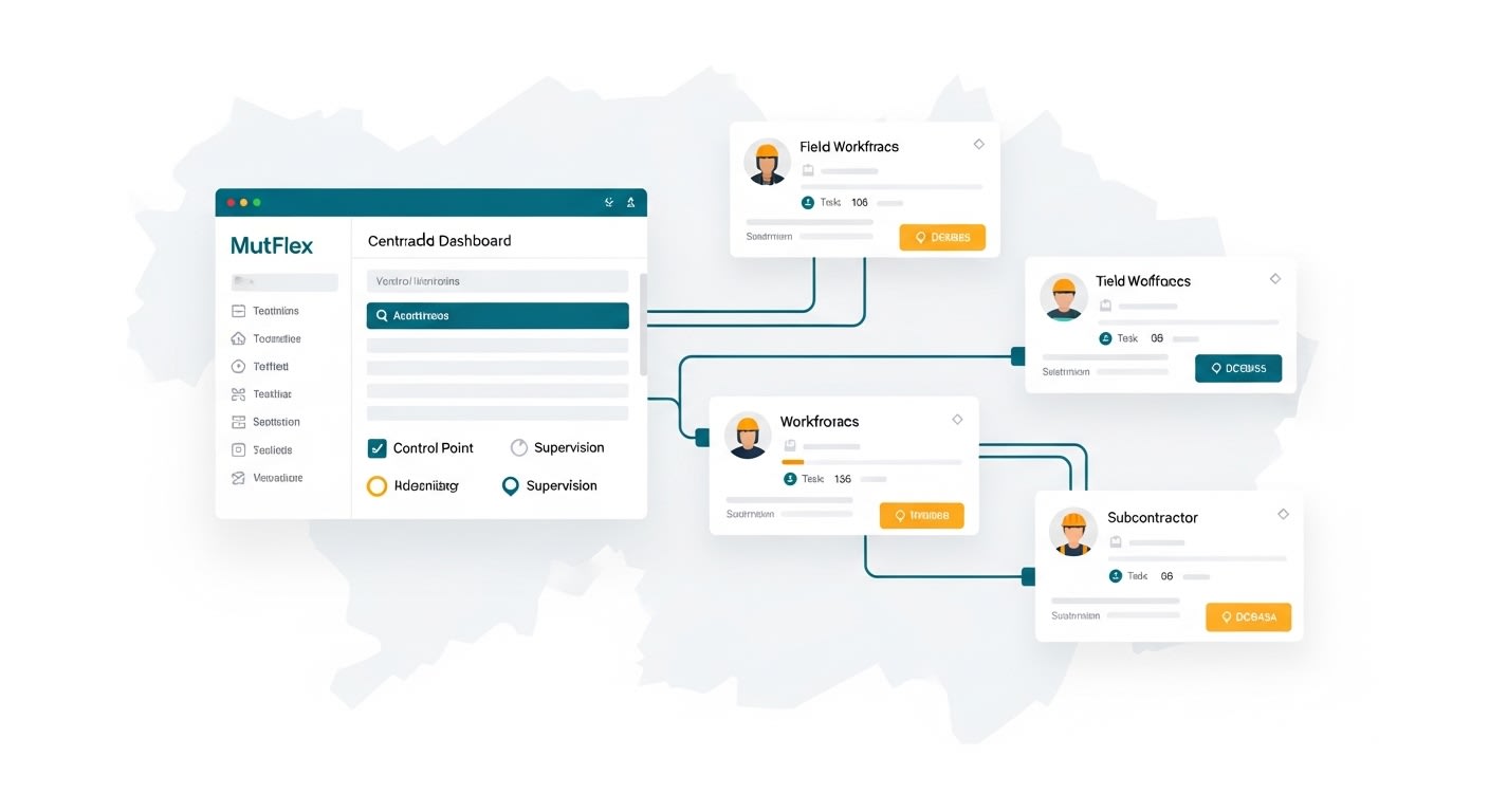 Motflix dashboard for multi-branch management and central technician tracking. Streamline field service operations efficiently.