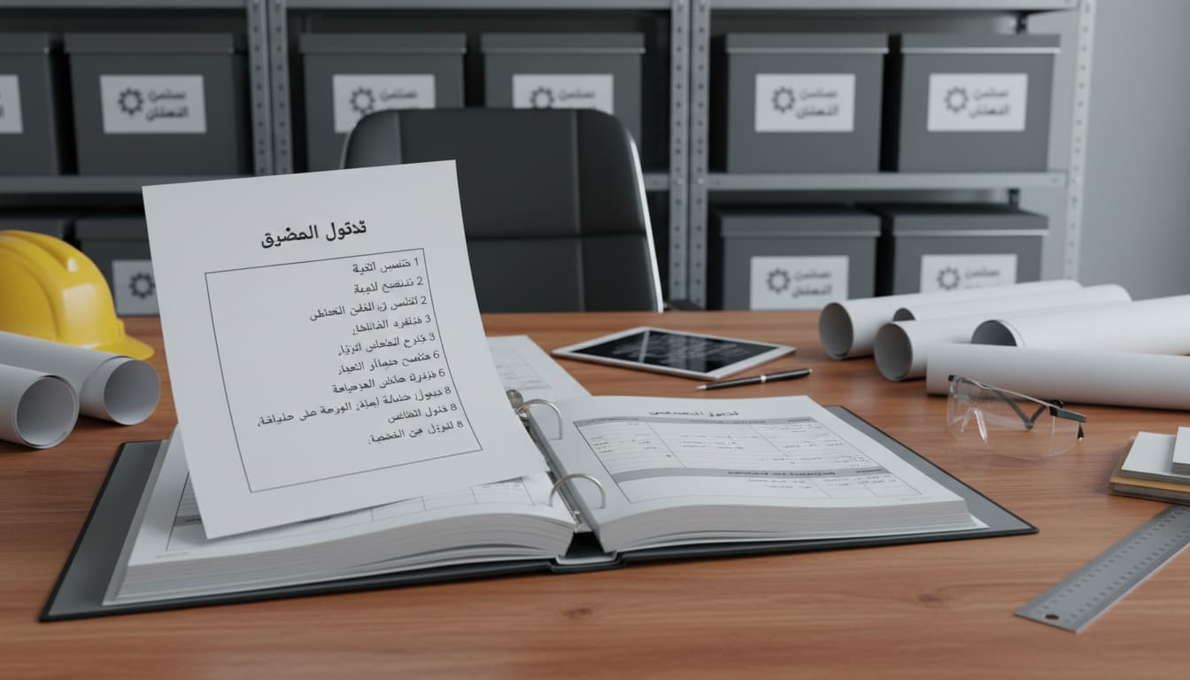 أرشفة ملفات المشاريع الصناعية - جدول المحتويات