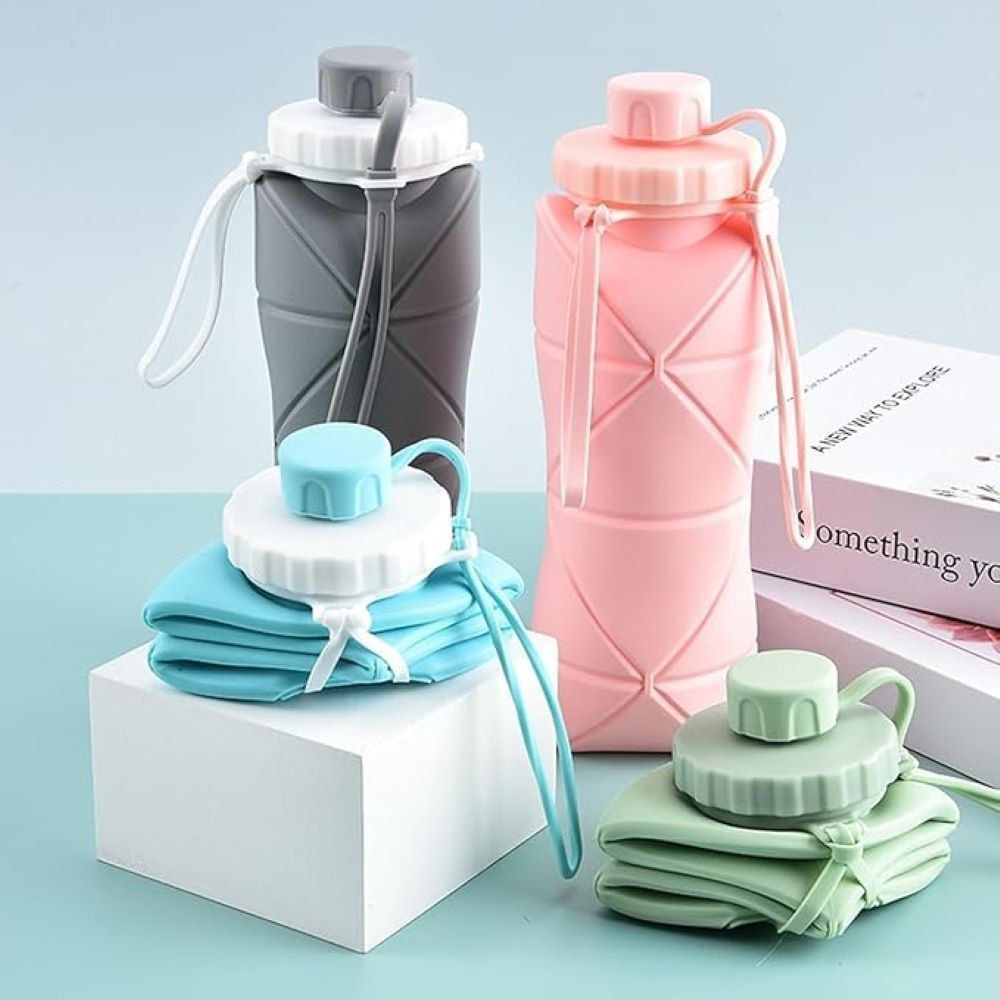Silicon Foldable Bottle 600ml | Portable Travel Smart Water Bottle | Pocket Size Collapsible Design
