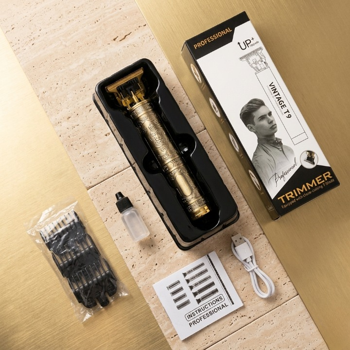 Vintage T9 Professional Hair Trimmer – Cordless Rechargeable Metal Hair