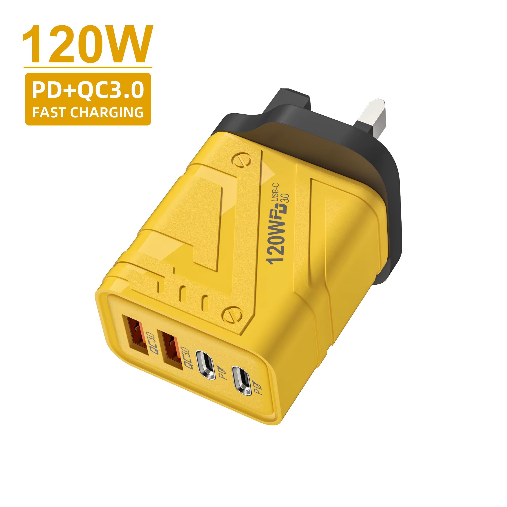 120W Fast Power Adapter Wall Charger | 4-Port 4-in-1 Quick USB port