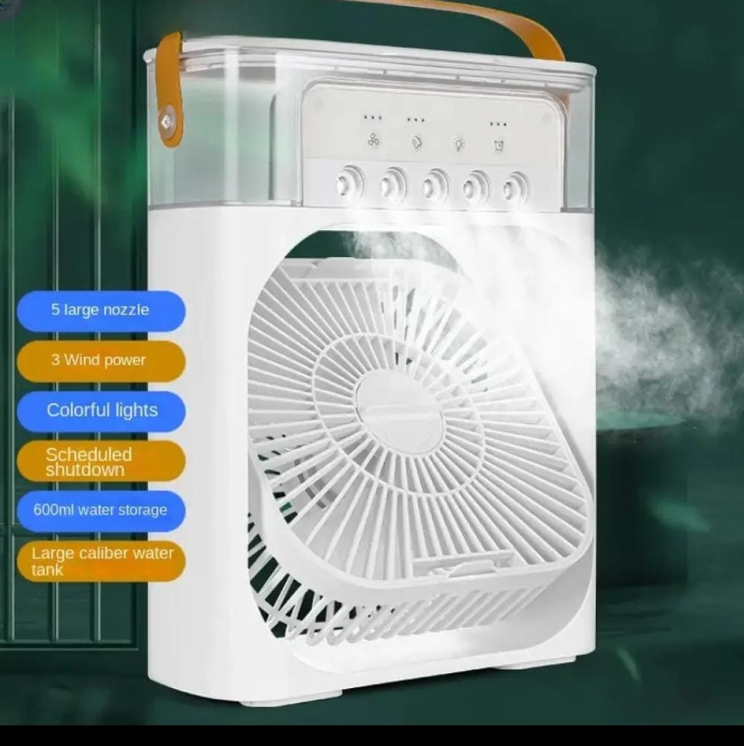 10-Inch Desktop Humidifier Fan – Portable Mist Cooling Fan with LED Light and Timer