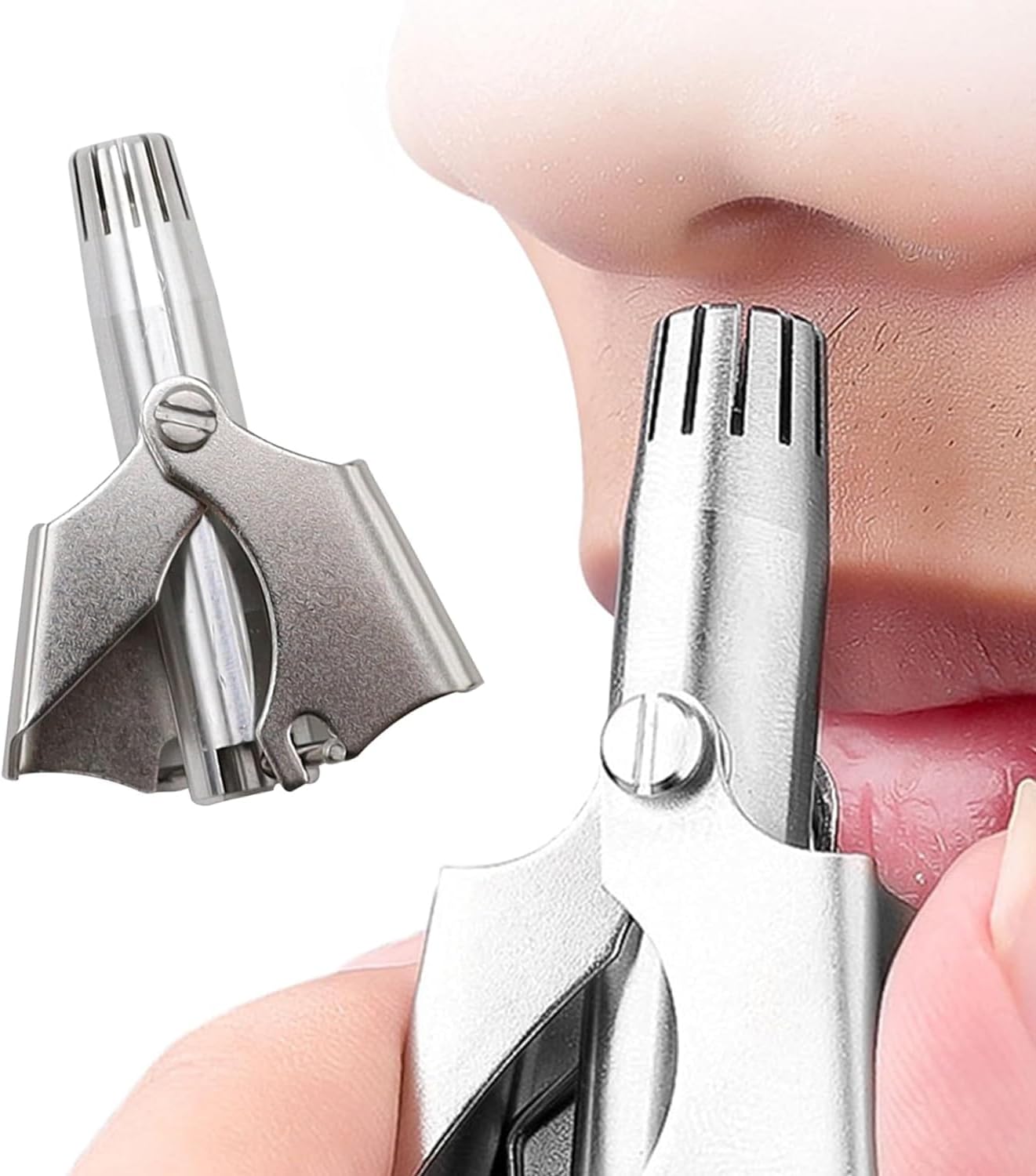 Stainless Steel Manual Nose Hair Trimmer – Portable 6-Teeth Precision