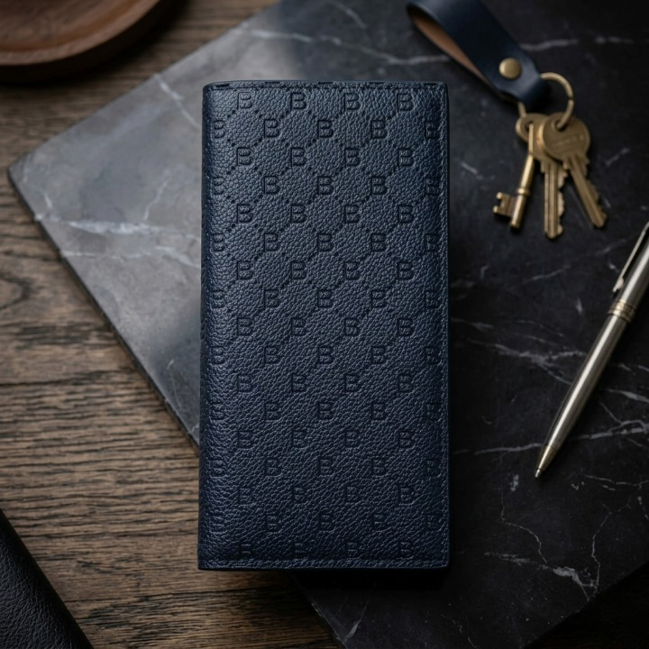 Premium Embossed Monogram Leather Long Wallet