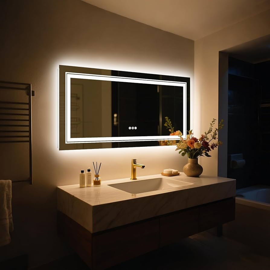 LUVODI Large LED Bathroom Mirror (Dual LED Frontlit & Backlit)