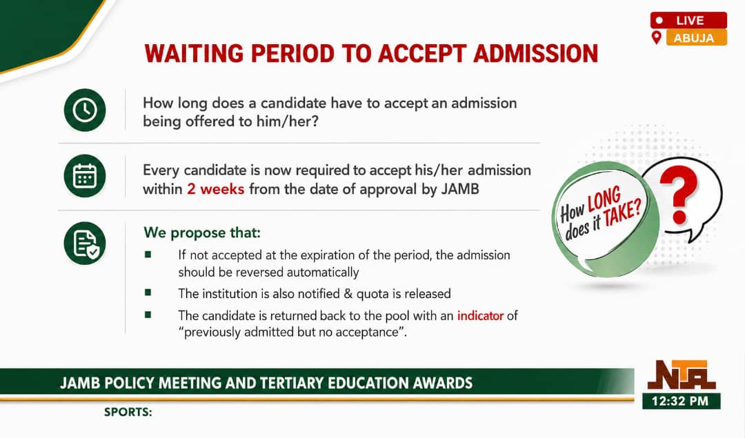 BREAKING: JAMB Gives 2-Week Deadline to Accept Admission on CAPS 2026