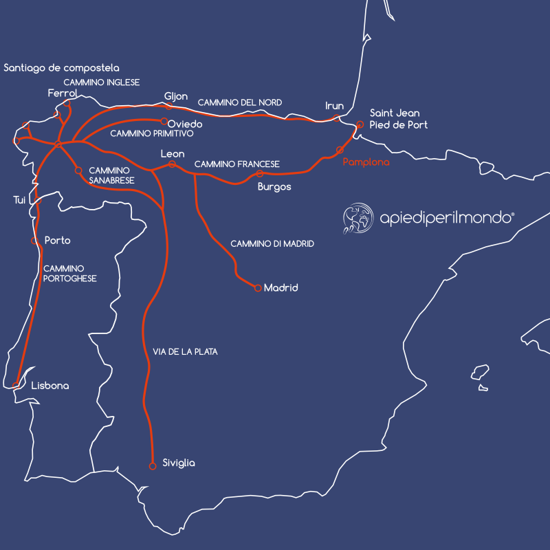 Mappa Cammini di Santiago