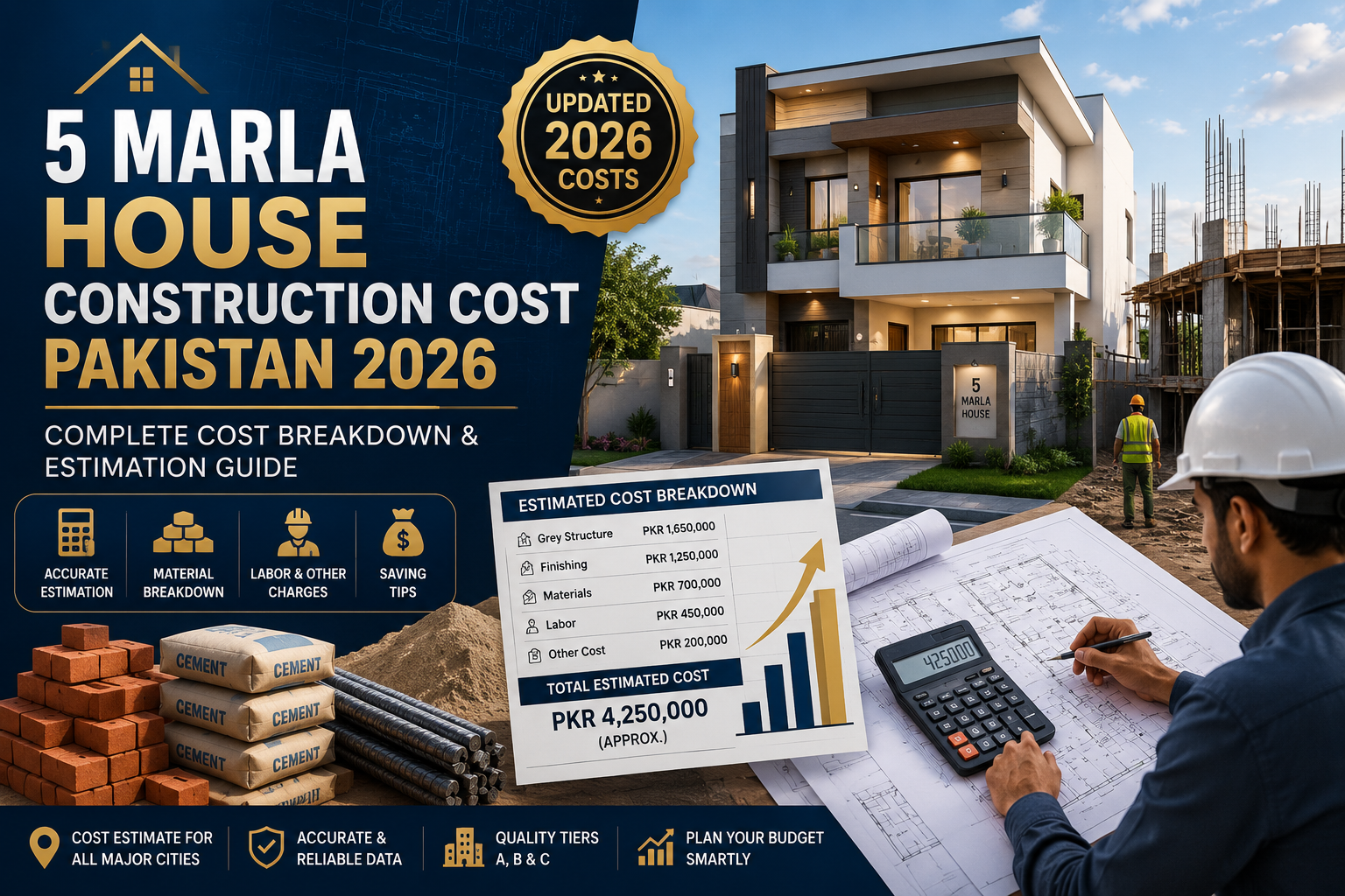 5 Marla house construction cost in Pakistan 2026