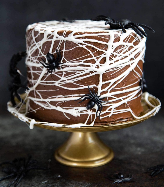 Chocolate Spider Web Cake - Halloween Recipes