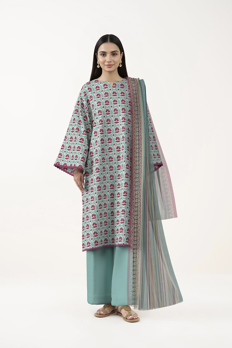 Sapphire 3 Piece Printed Lawn Suit front view